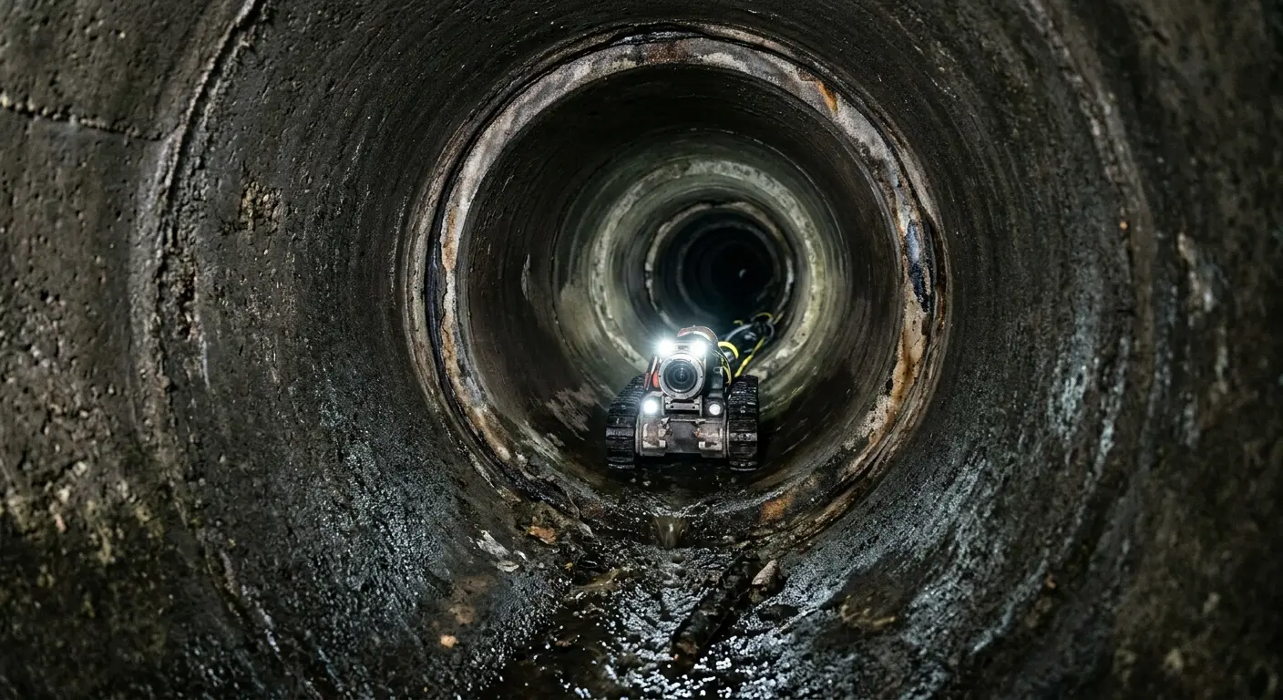 Robotic sewer camera inspecting pipe interior for Sewer Line Repair in Pittsford